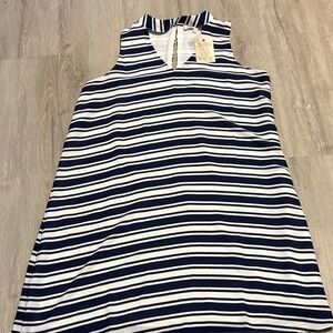 Pink Rose Navy and White Striped Sleeveless Dress